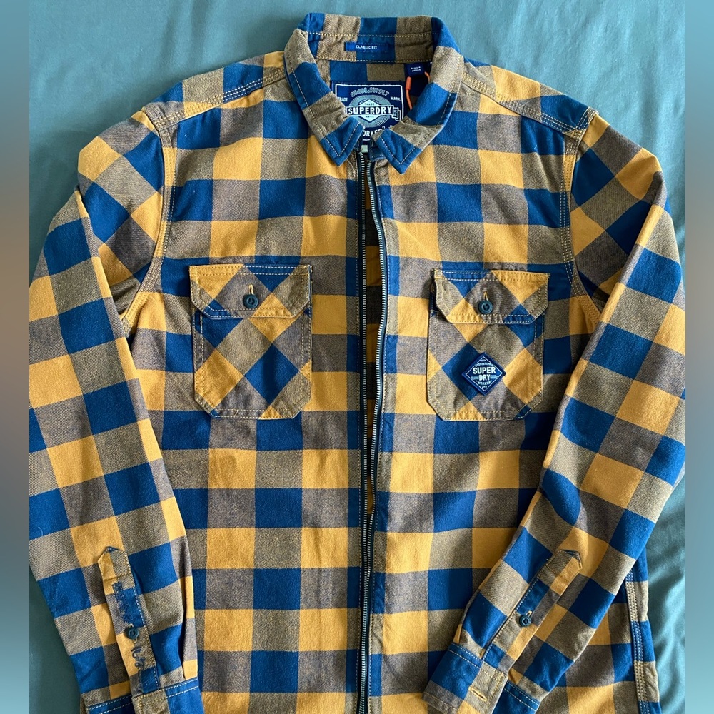 SuperDry - Orange/Blue checkered work shirt Size Large